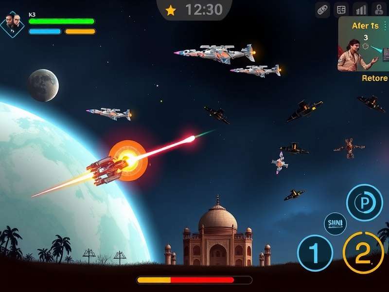 Galactic Gladiator Pro gameplay screenshot showing space combat